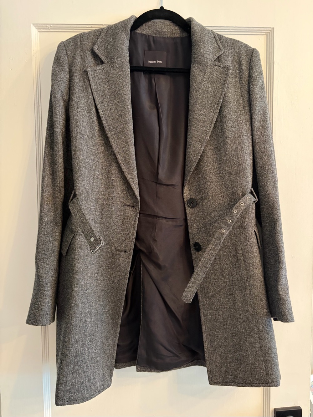 Massimo Dutti Gray Tailored Belted Blazer - Picture 2 of 6